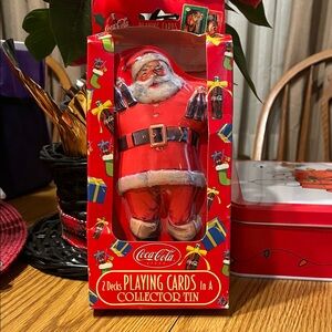 Coca Cola Santa Playing Cards in Festive Red Tin
